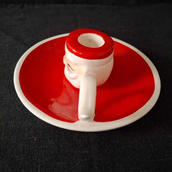 Vintage 1961 Holt Howard Ceramic Christmas Winking Santa Candle Holder MIJ - Picture 3 of 8